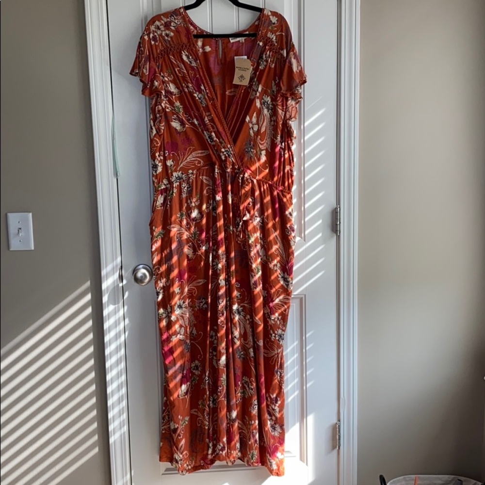 Orange, floral jumpsuit